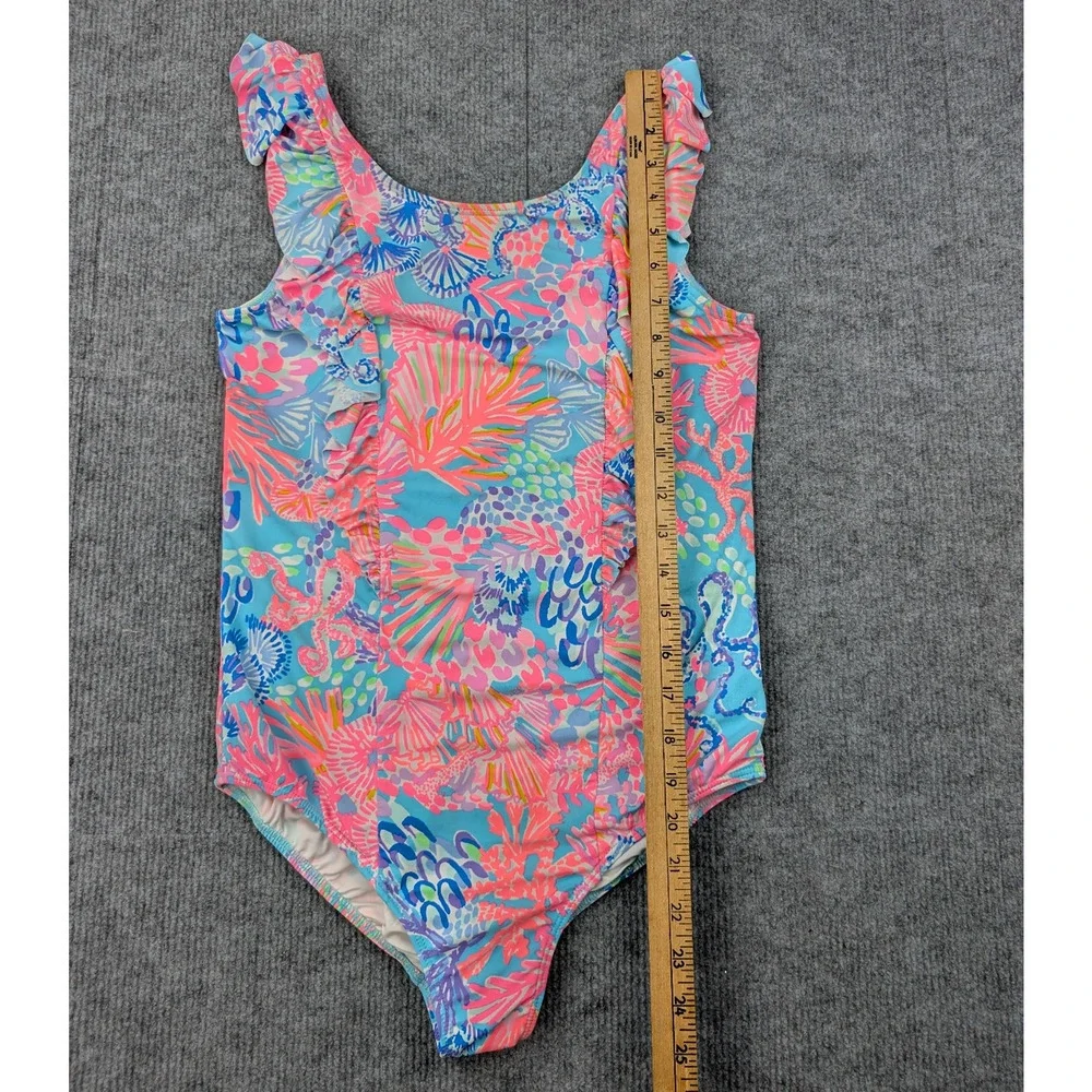 Lilly Pulitzer Lisa One Piece Swimsuit Girls 4 Colorful Coastal Resort UPF 50+